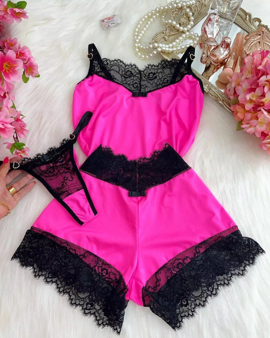 Enchanting Babydoll - Black & Pink