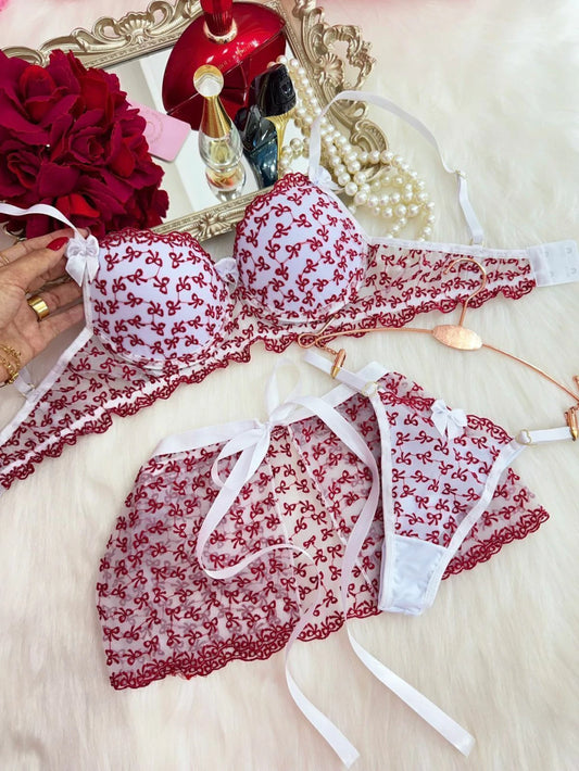 Love Bows Set - White & Red