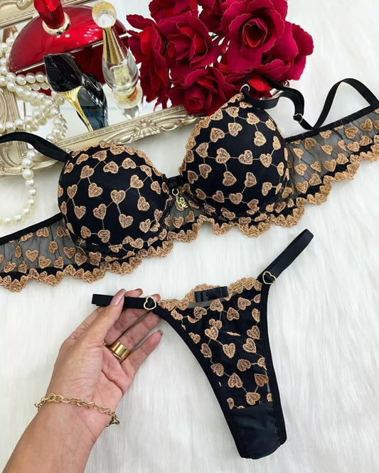Love Set Push-Up Bra - Black & Gold