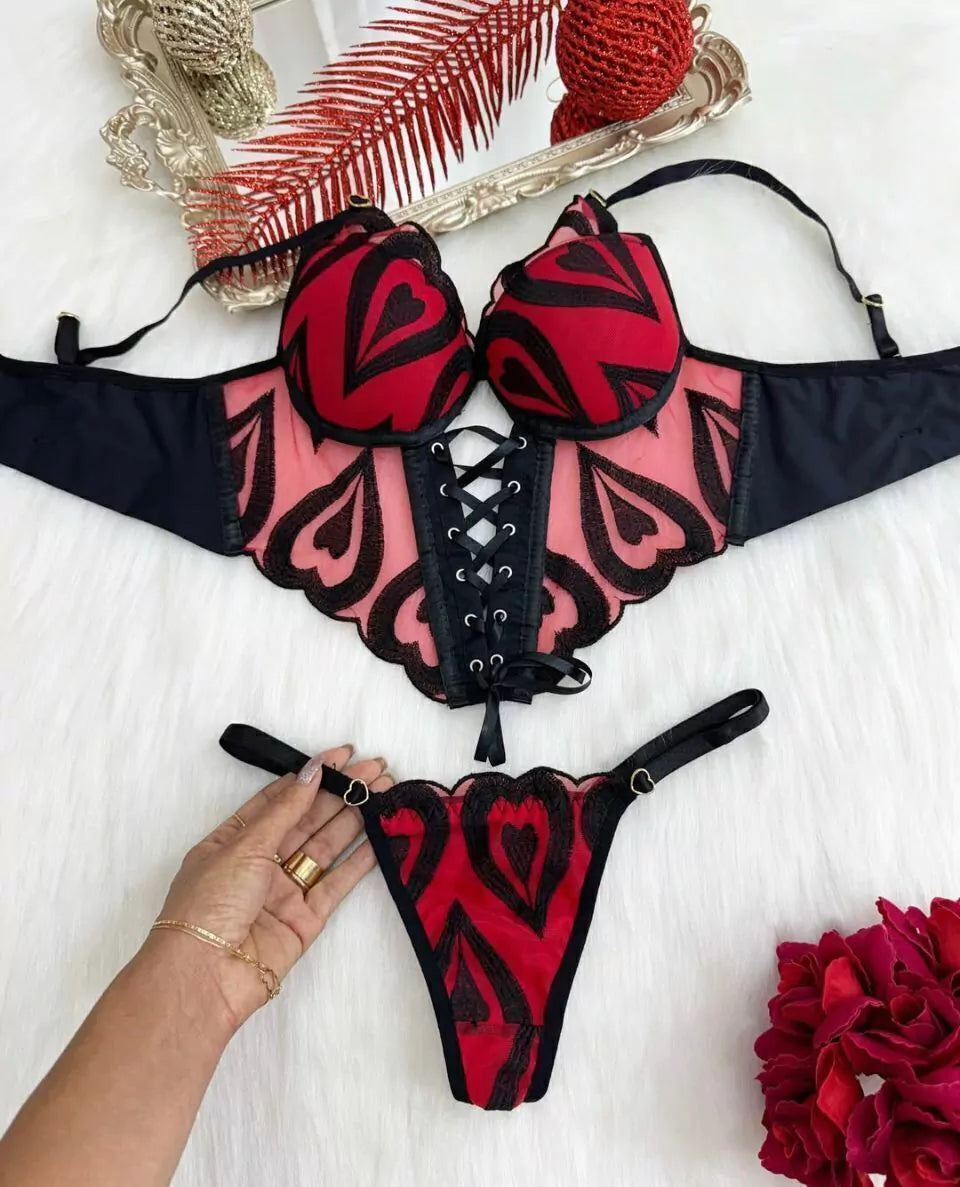 Sexy Cropped Set - Red & Back