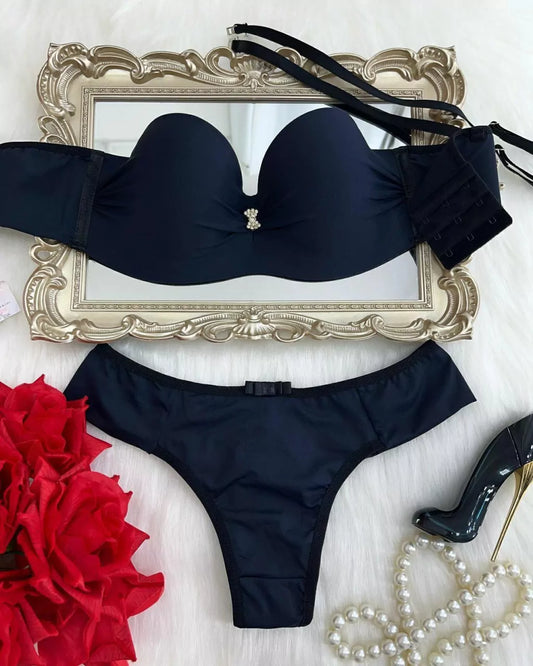Strapless Lingerie Set - Black